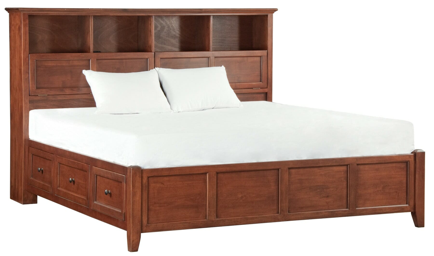 1375 Mckenzie King Bookcase Storage Bed, King Bed With Bookcase Headboard And Drawers