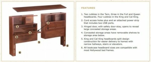 1375 McKenzie King Bookcase Storage Bed 76