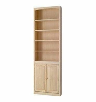 2472d Pine Bookcase 24 X 72 W Door, Unfinished Wood Bookcase With Doors