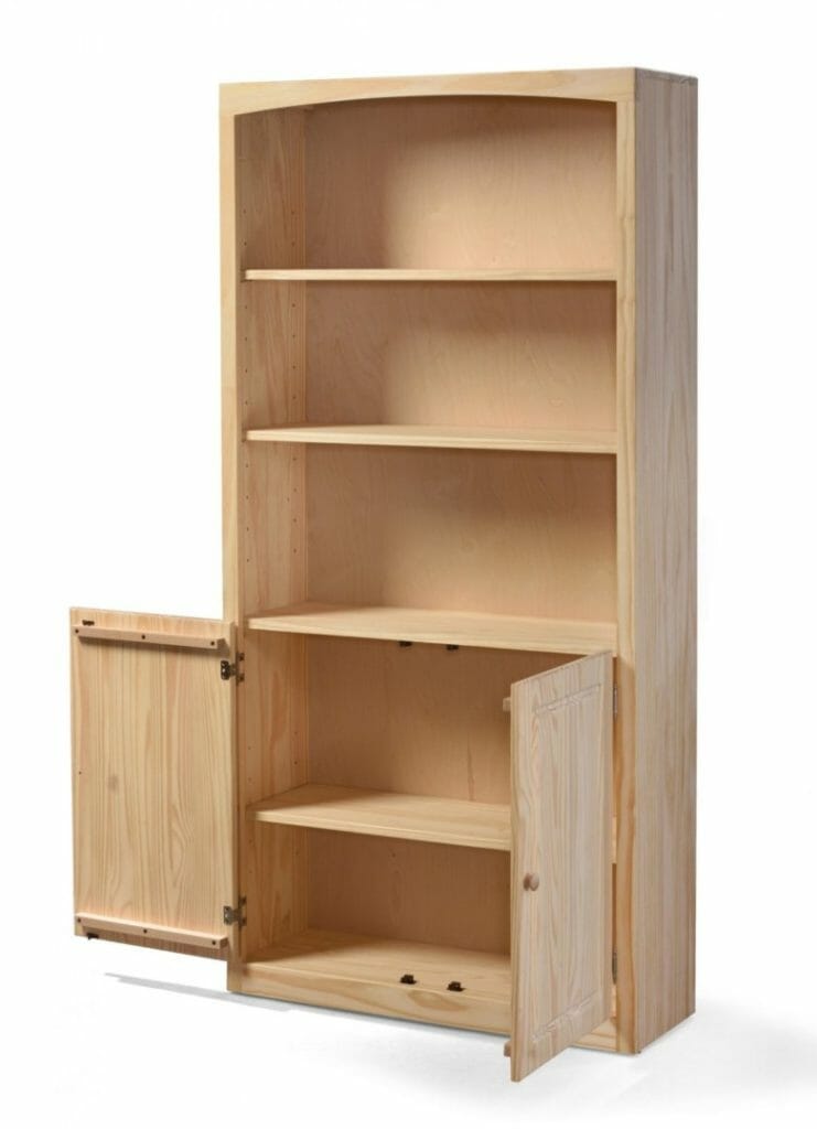 3672d Pine Bookcase 36 X 72 W Doors, Unfinished Pine Bookcase Kits