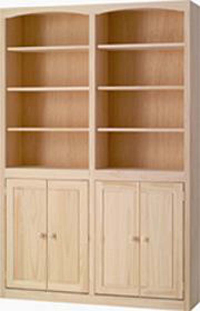4884d Pine Bookcase 48 X 84 W Doors, White Wood Bookcase With Doors