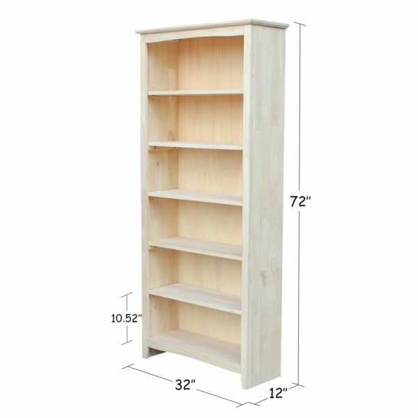 SH-3227A 32" X 72" Tall Shaker Bookcase with Free Shipping 2