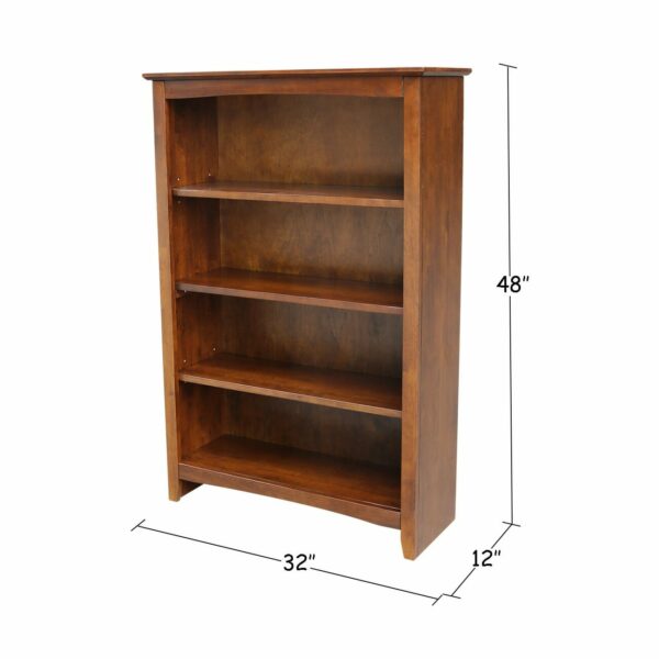 SH-3224A 32" wide x 48" tall Shaker Bookcase with Free Shipping 3
