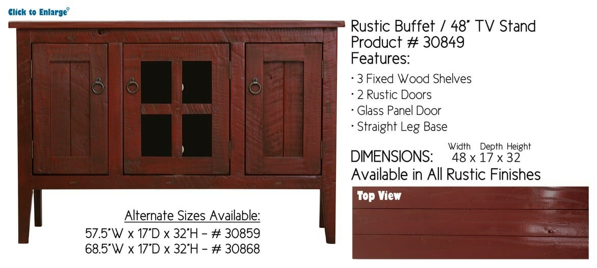 30849 Rustic 48" Wide Buffet/TV Stand 2