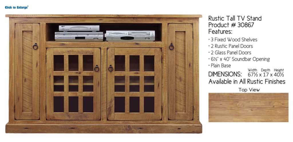30867 Rustic Tall Sound Bar TV Stand 21