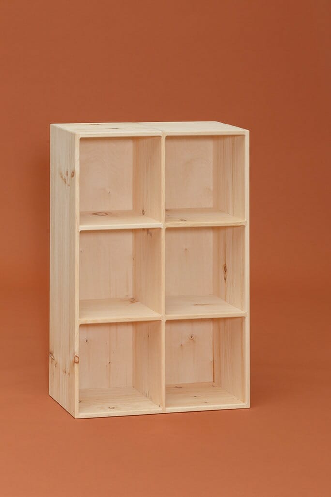 Wh776 Fighting Creek 6 Hole Cube, 6 Shelf Unfinished Wood Bookcase