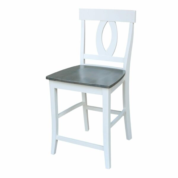 S-1702 Verona Counter Stool with Free Shipping - Heather Gray & White 12