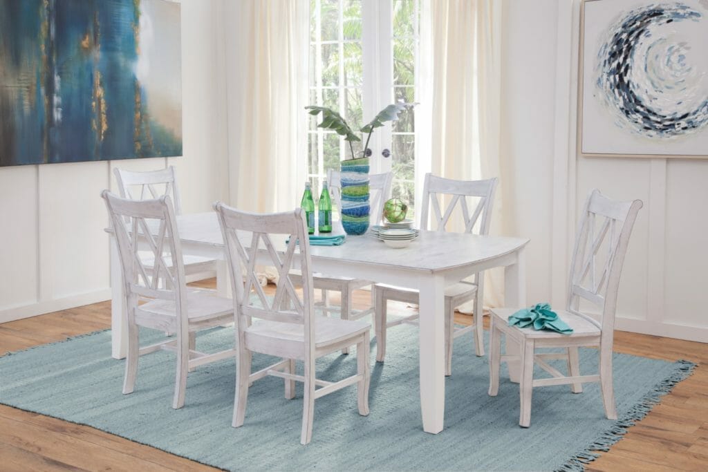 T128-4072XBC-220 Hampton Extension Table & 6 Chairs in Chalk & White 27