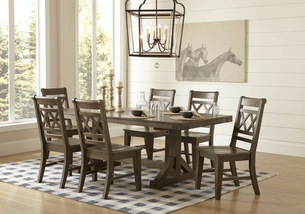 T40-4084X-47 Farmhouse Chic Extension Table and 6 CI40-47 Chairs in Brindle 21