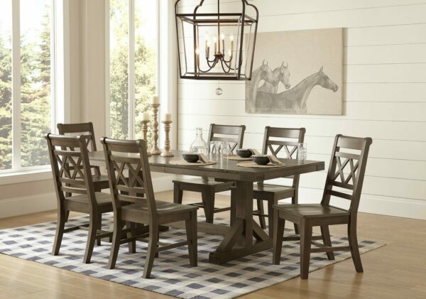 T40-4084X-47 Farmhouse Chic Extension Table and 6 CI40-47 Chairs in Brindle 26