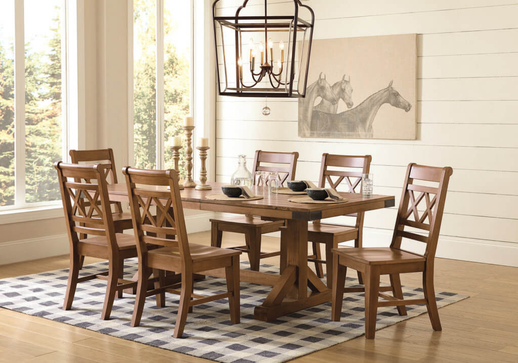 T42-4084X-47 Farmhouse Chic Extension Table and 6 CI42-47 Chairs in Bourbon 19