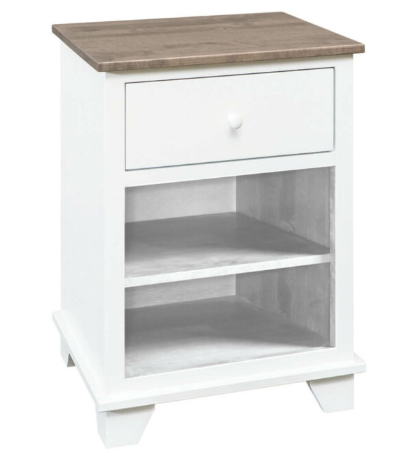 51411 Portland One Drawer Nightstand in Snow White and Driftwood