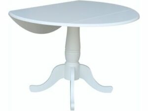 T-42DP 42" Round Drop Leaf Table - White