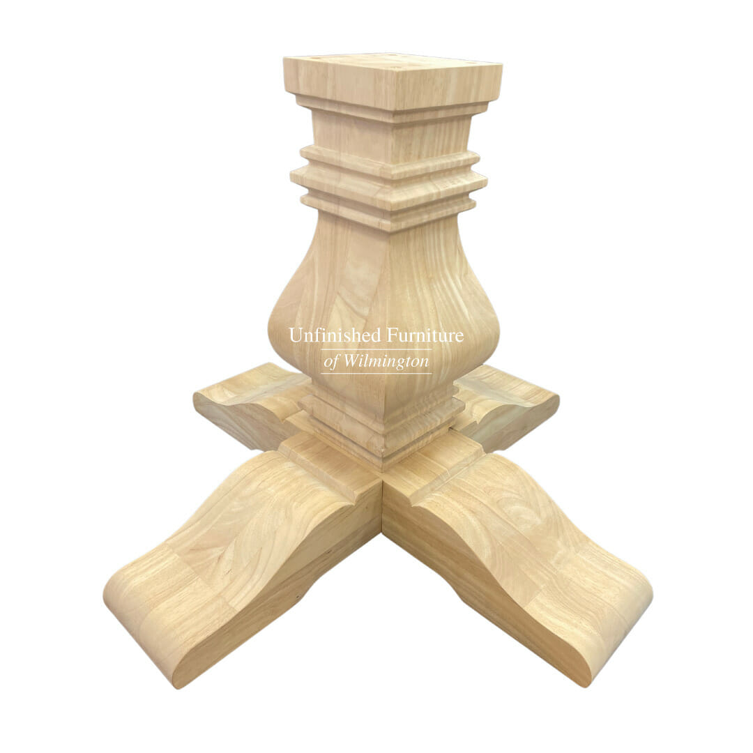 Unfinished Hardwood Trestle Table Pedestal Base- Single Kitchen Table Pedestal- Single Table Leg- MS05 Wood Table Leg Unpainted