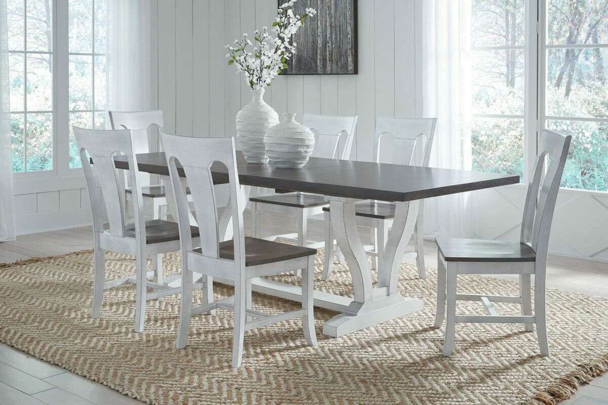 CTT-4094 Curated Extension Trestle Table and 6 CC-86 Chairs 15