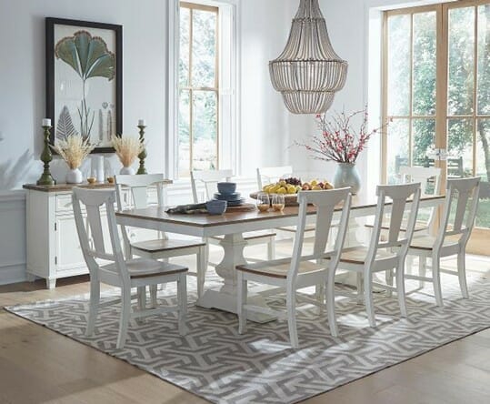 T79-42110XXA/B Banks Extension Table & 8 CI-79 Chairs in Hickory & Shell 1
