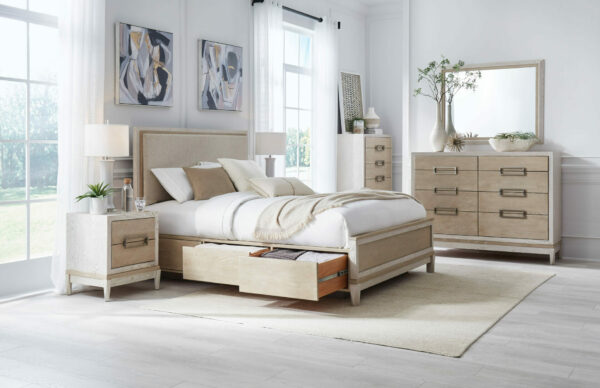 3348san catalina queen upholstered panel storage bed