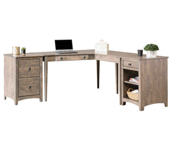 Alder Sectional Desk with File Cabinet and Pedestal