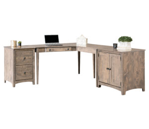 Alder Sectional Desk with File Cabinet and Storage Cabinet
