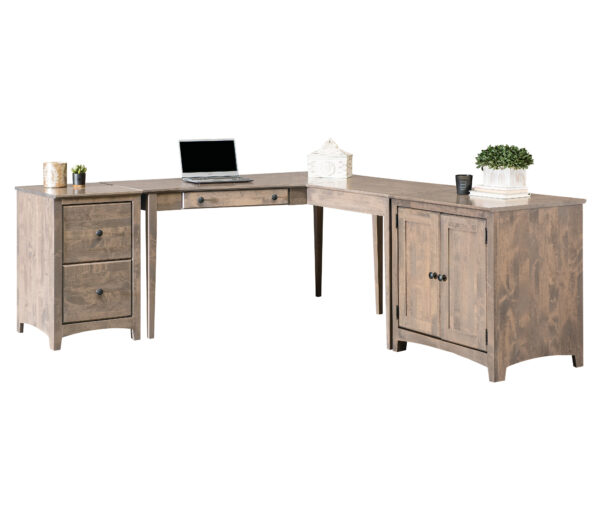 Alder Sectional Desk with File Cabinet and Storage Cabinet