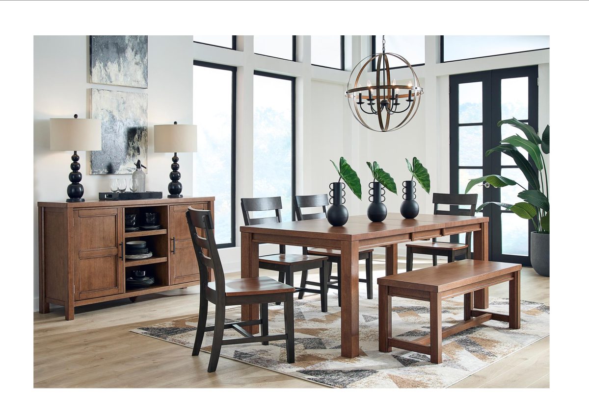 Gabe Extension Table with Rylie Chair & Gabe Bench