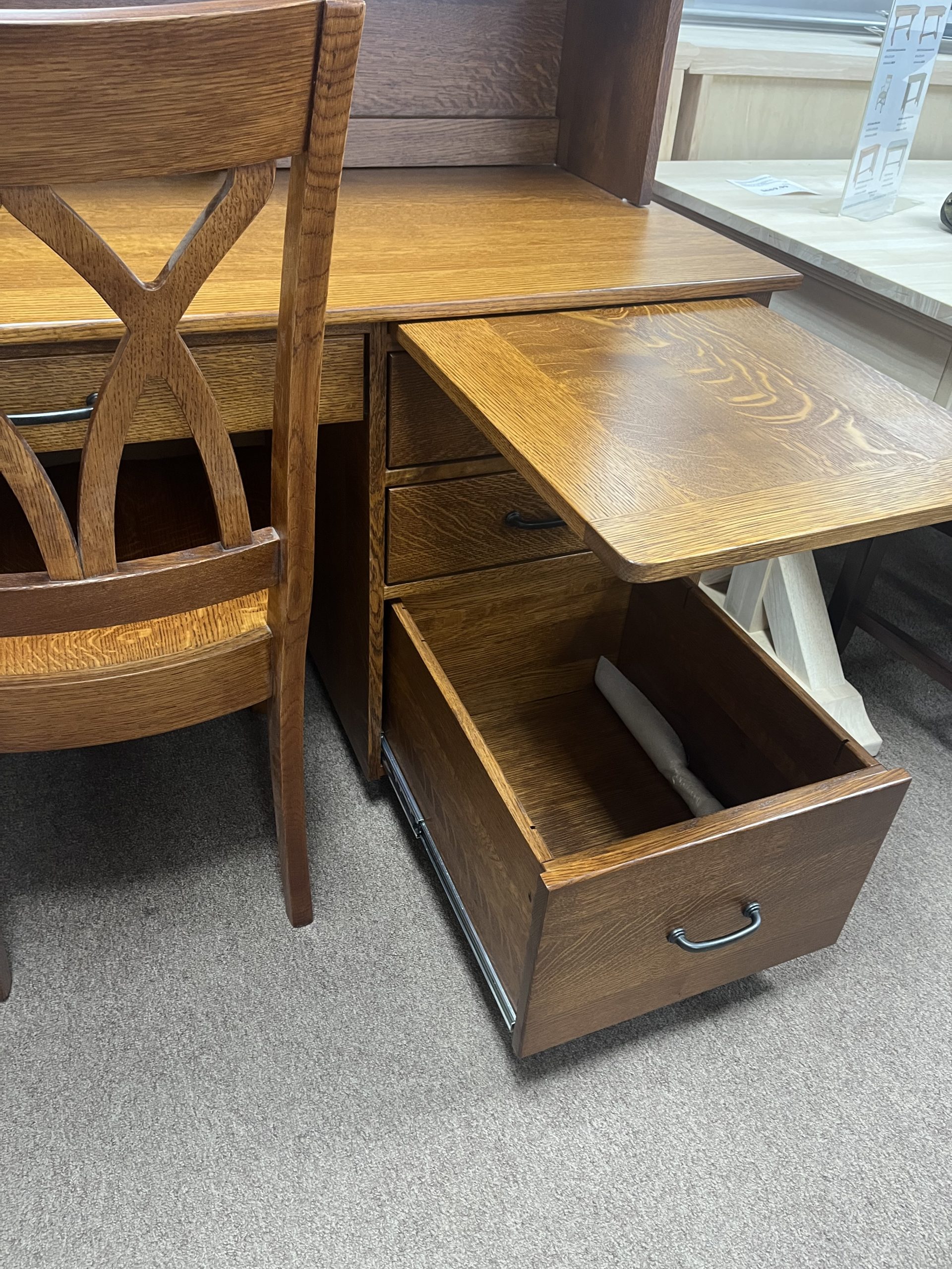 Clearance Amish Desk, Hutch, Chair in QSWO - Image 6