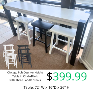 T28-1672-36 Chicago Counter Table with Three Stools